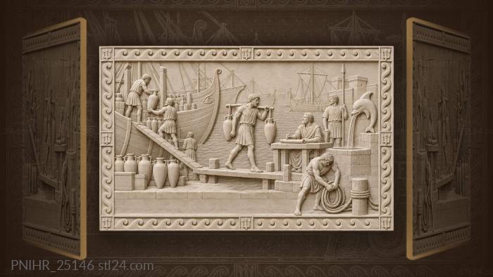 Ancient port bustling with trade 3d STL model