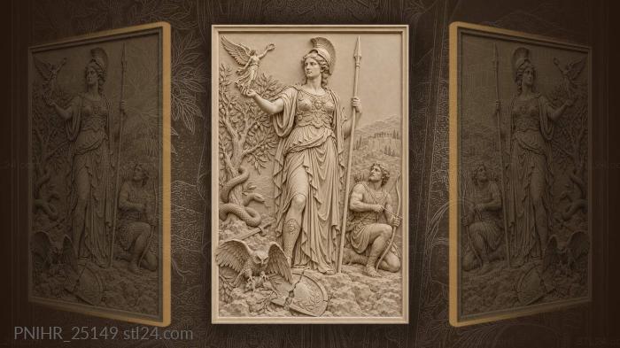 Athena with victory and battlefield details 3d STL model