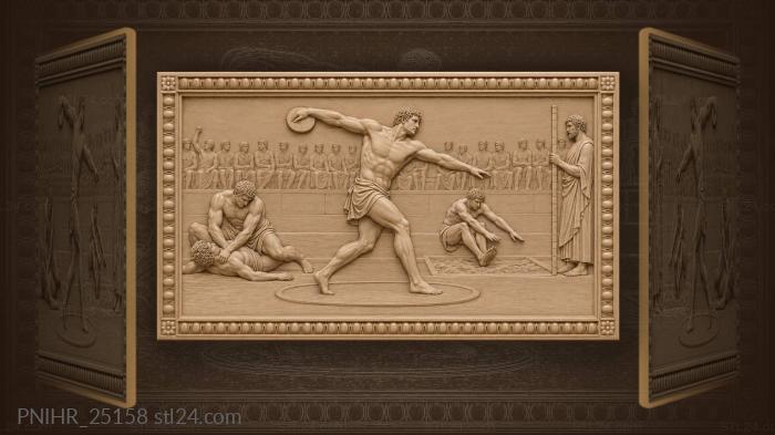 Pentathlon athletes compete dynamic action 3d STL model