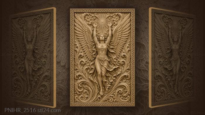 Angelic wings soaring upwards gracefully 3d STL model