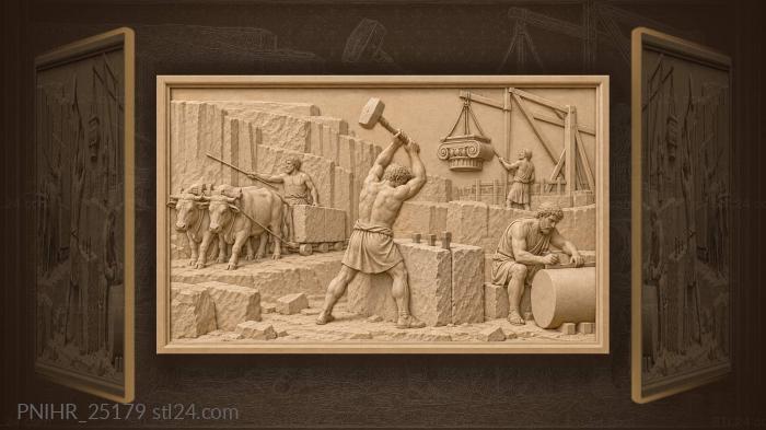 Parthenon quarry ancient stone workers 3d STL model