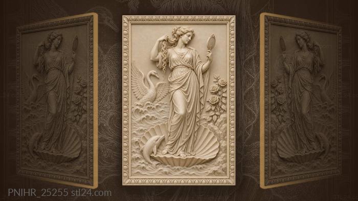 Aphrodite’s birth seashell dolphin rose swan 3d STL model
