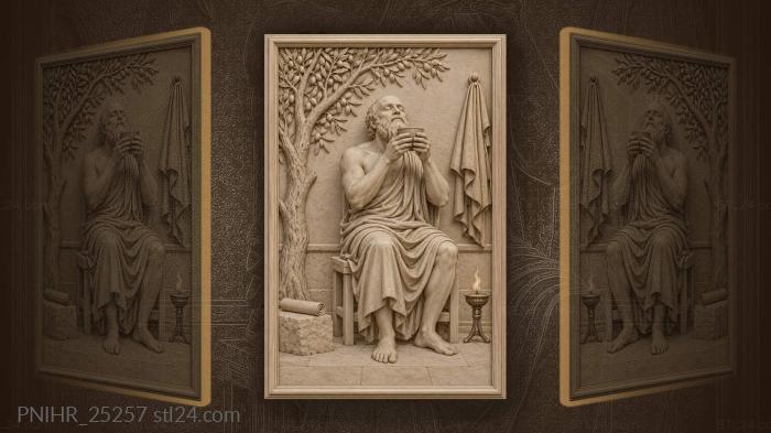 Socrates drinking the cup beneath an olive tree 3d STL model