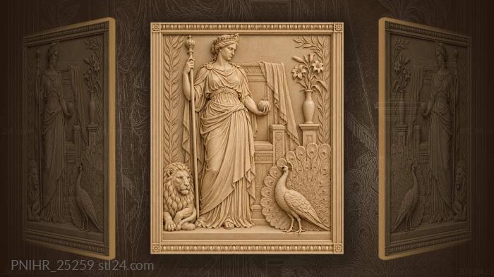 Hera with peacock and lilies 3d STL model
