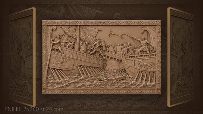 Romans lowering corvus onto enemy deck 3d STL model