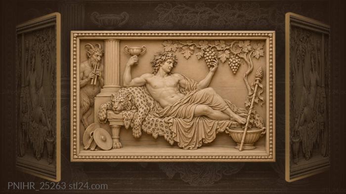 Dionysus symposium with satyr and grapes 3d STL model