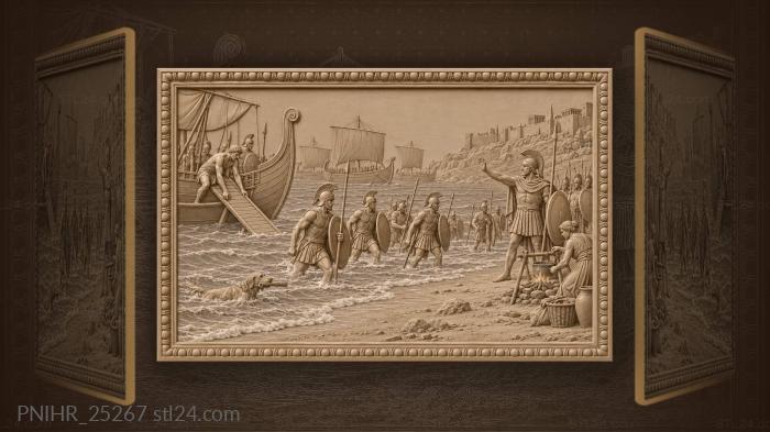 Trojan war landing greek fleet ashore 3d STL model