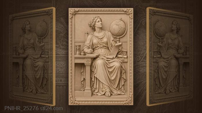 Clio muse with history and scrolls 3d STL model