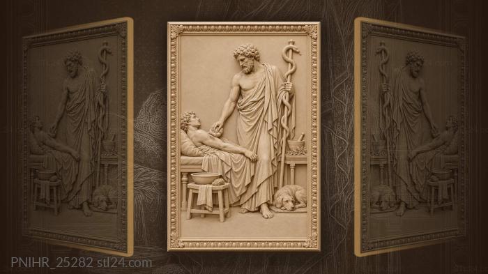 Asclepius healing wounded patient with herbs 3d STL model