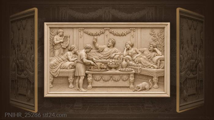 Roman banquet with music and feast 3d STL model