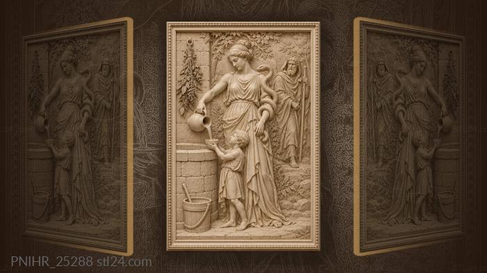 Hygieia with child and healing herbs 3d STL model