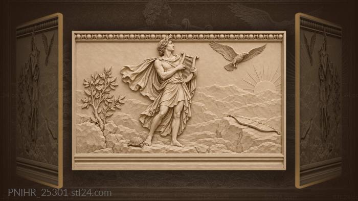 Apollo with lyre and raven 3d STL model
