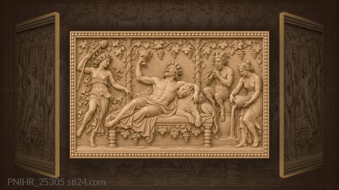Dionysus reclining with panther and maenads 3d STL model