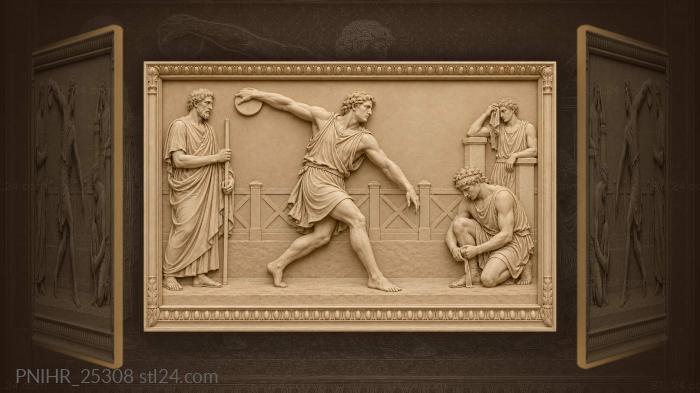 Discus thrower and judge with measuring rod 3d STL model