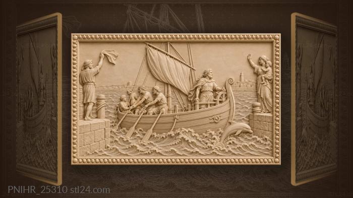 Sailing ship leaves bustling harbor 3d STL model