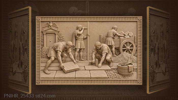Roman road construction ancient workers 3d STL model