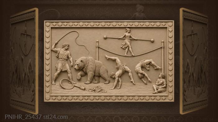 Roman circus acrobats and a bear 3d STL model