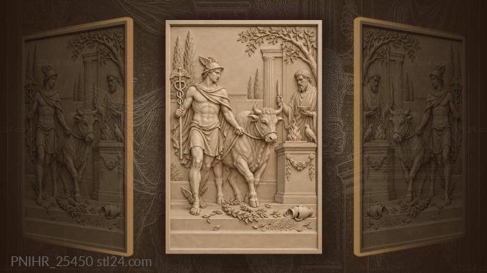 Mercury guiding sacrificial bull altar scene 3d STL model