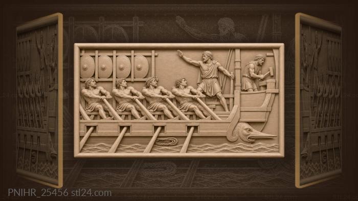 Ancient galley rowing towards victory 3d STL model
