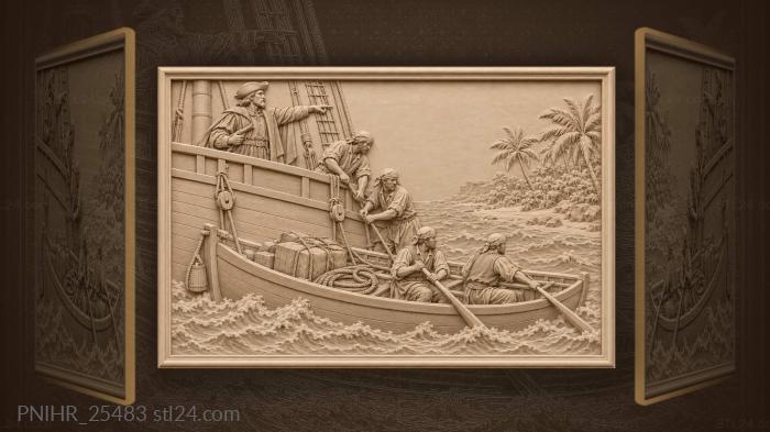 Sailors launching boat to shore 3d STL model