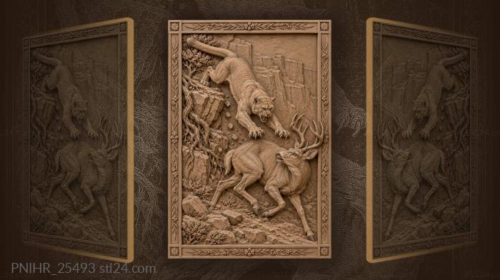 Cougar ambush leaping deer canyon 3d STL model
