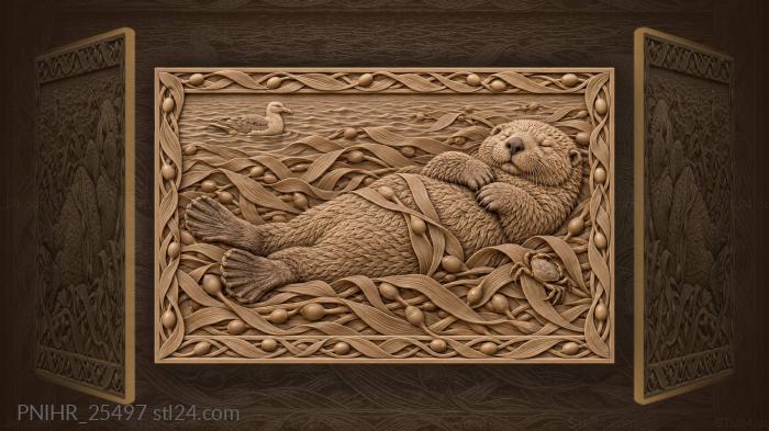 Otter sleeps among kelp forest 3d STL model