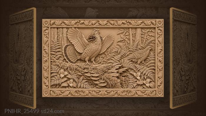 Grouse drumming on old log 3d STL model