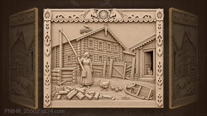 Abandoned northern estate lonely woman well 3d STL model
