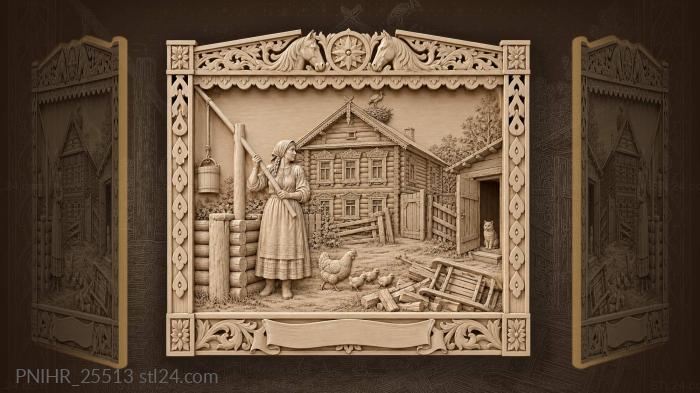 Abandoned yard lonely woman well 3d STL model