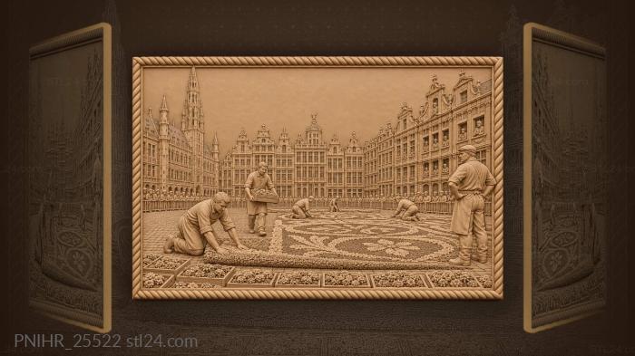 Blooms spread beneath the brussels guild houses 3d STL model