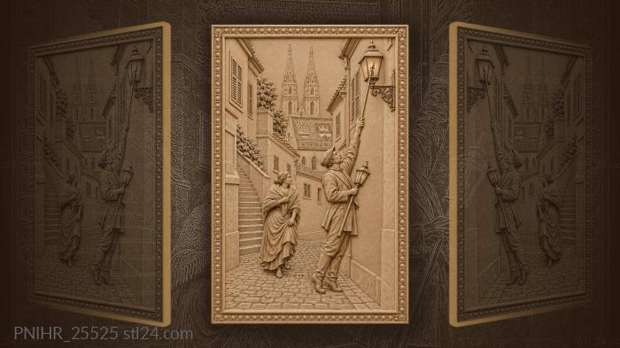 Lamplighter reaching the gas lantern with pole 3d STL model