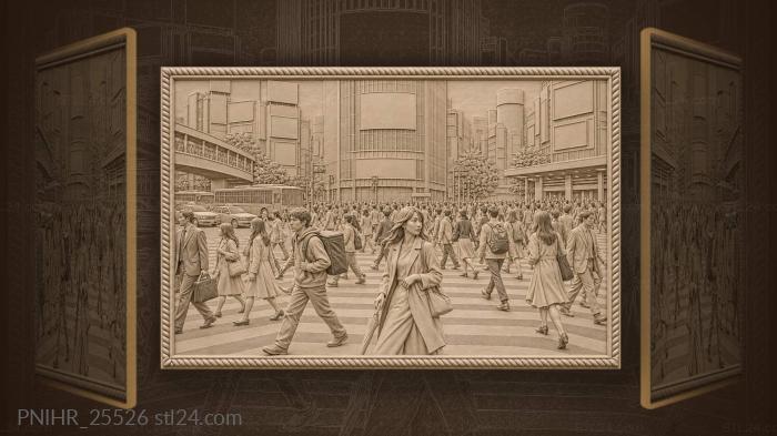 Tokyo scramble crossing bustling city life 3d STL model