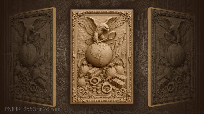 Eagle with magnifier over stock chart 3d STL model
