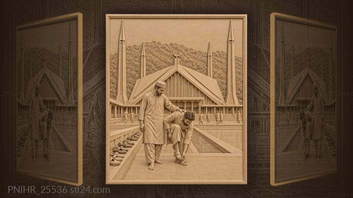Worshippers slipping off shoes at the courtyard 3d STL model