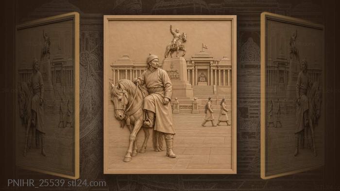 Horseman arrives beneath sukhbaatars statue 3d STL model