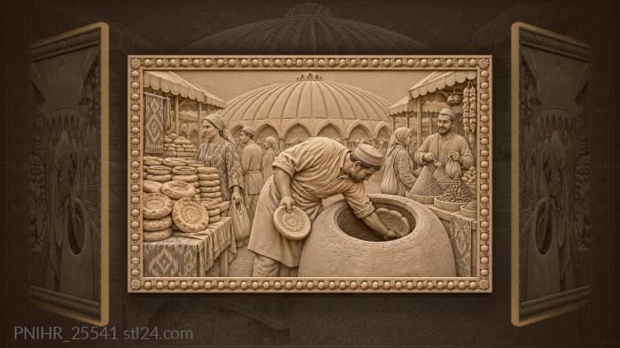 Baker slapping dough inside the tandoor 3d STL model