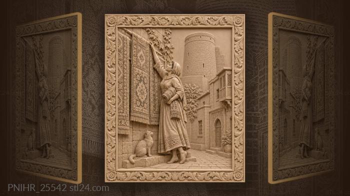 Weaver hoists rugs above the waiting cat 3d STL model