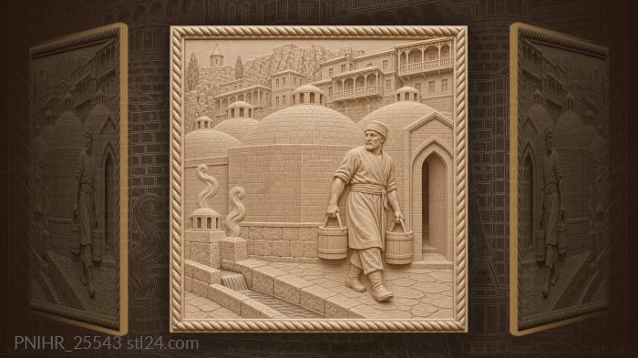 Tbilisi baths attendant with buckets 3d STL model