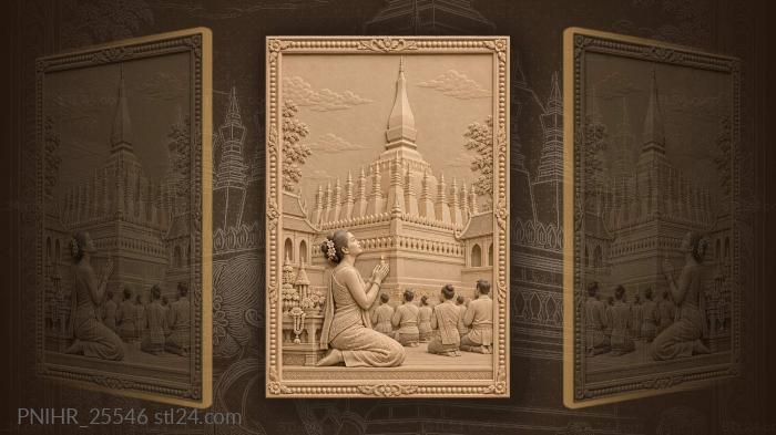 Pilgrim setting a candle at the stupa 3d STL model