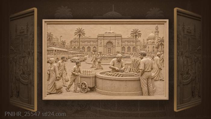 Juice seller chopping sugar cane by fountain 3d STL model