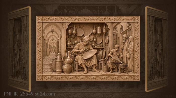 Tunis coppersmiths’ lane bustling workshop scene 3d STL model