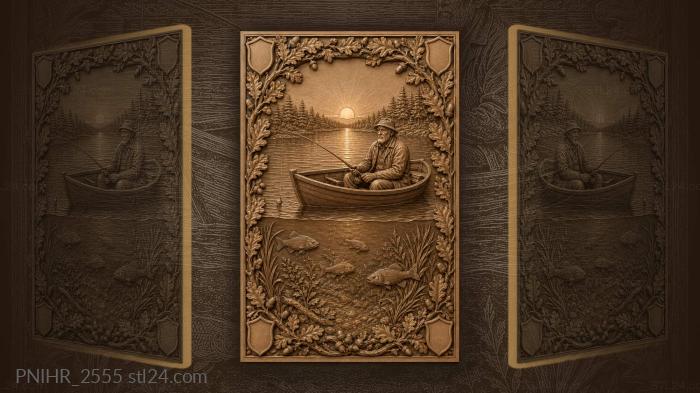 Old fisherman sunrise river scene 3d STL model