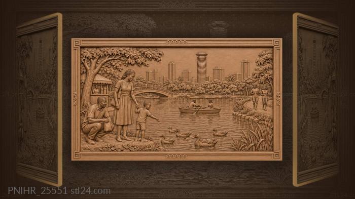 Child scattering crumbs to the ducks 3d STL model