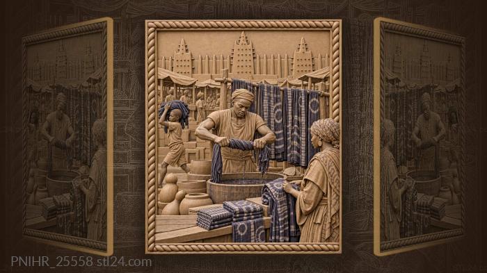 Bamako dyer indigo cloth market 3d STL model