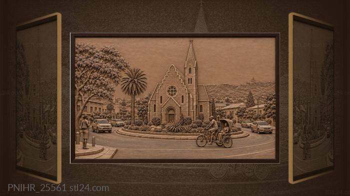 Rickshaw wheeling around the church flower bed 3d STL model