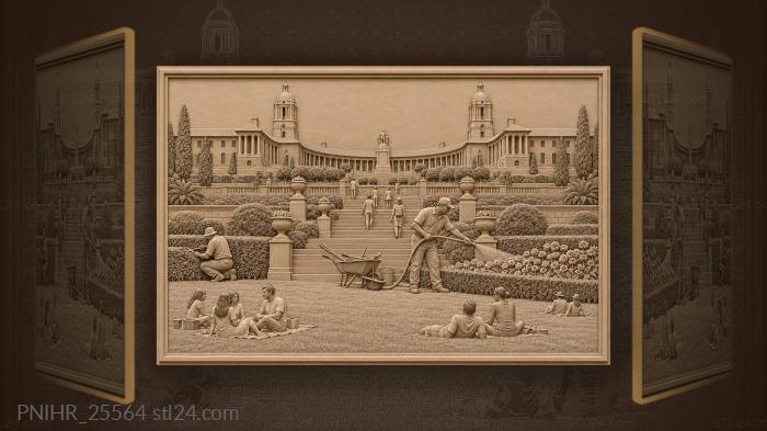 Gardener waters terraces below union buildings 3d STL model