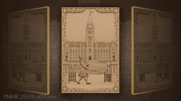 Kilted piper marching below the peace tower 3d STL model