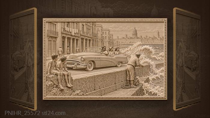 Buick rolls beside a breaking wave 3d STL model