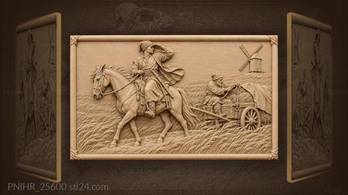Cossack rider evening steppe landscape 3d STL model