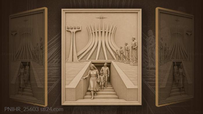 People descending the sunken entry passage 3d STL model